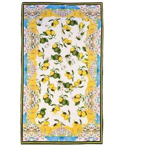 Antica Sartoria Lemon Print Beach Towel - Yellow and White 40X&)